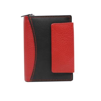 Kleine Geldtasche mit Reißverschluss Damen Geldbörse schwarz/rot