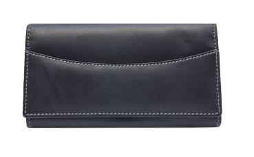 Große Damen Vollrind Geldtasche mit Druckknopf Hartgeldfach  schwarz
