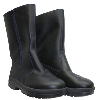 Preview: Stiefel mit Pelz S2 Arbeitsschuhe mit Aussenzip echt Leder Kälteschutz Gr: 42