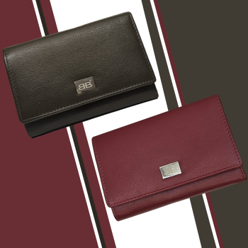 Damenlangbörse mit Überschlag Echtleder RFID