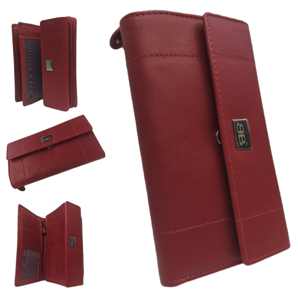 Große Damenbörse mit Reißverschluss aus hochwertigem Rind Leder