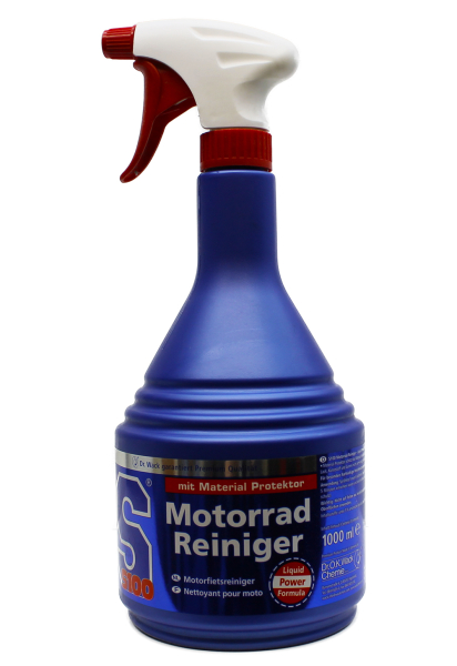 S 100 Premium Qualität Motorrad Reiniger mit Material Protektor 1000 ml