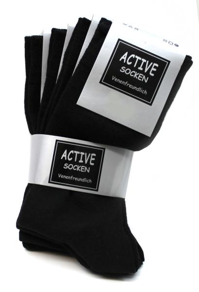4 Paar Herren ACTIVE Socken mit Komfortbund venenfreundlich schwarz